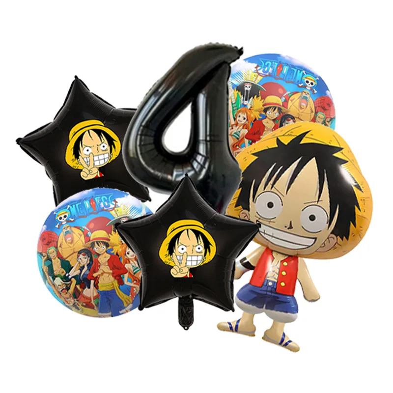 One Piece Franky Cyborg thema ballonboeket van folie en latex met blauwe latex voor anime verjaardagstaart tafeldecoratie