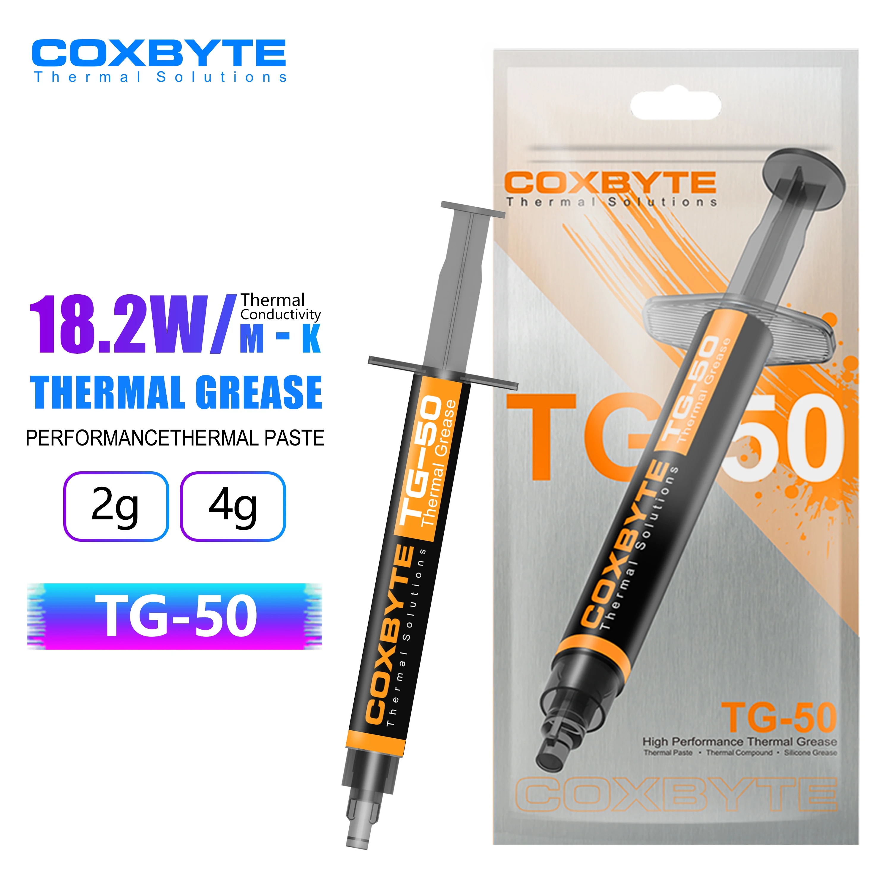 18.2W/mk Coxbyte 2g/4g Thermal Grease Cooler for CPU AMD Intel Processor Heatsink Fan Compound Cooling Thermal  Paste