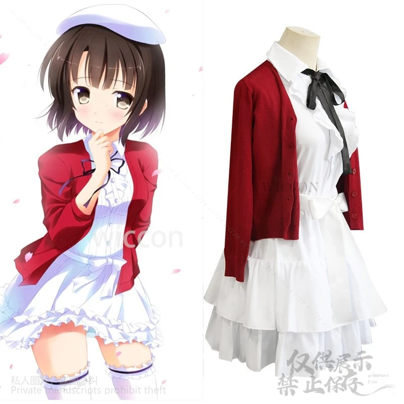 Anime Saenai Kanojo No Sodatekata Cosplay Katou Megumi Costume Dress Lovely Lolita Coat JK Uniform Cos Short Wigs Halloween Suit