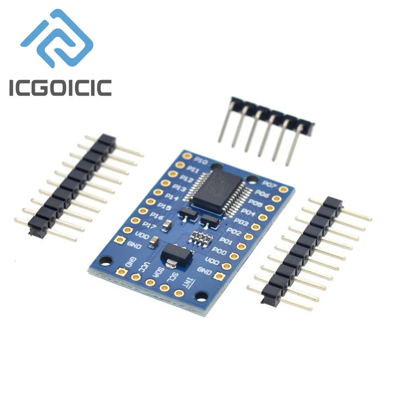 PCF8575 Модуль расширения порта ввода-вывода I2C — 16 портов расширения, 2,5-5,5 В постоянного тока — совместим с Arduino