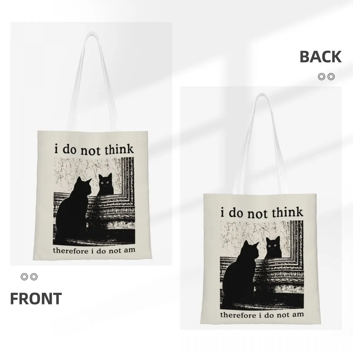 لا أعتقد ذلك، لست أنا حقيبة تسوق قماشية قابلة لإعادة الاستخدام حقيبة تسوق ذات سعة كبيرة للجنسين حقائب الطلاب المضحكة على شكل قطة ميمي #5