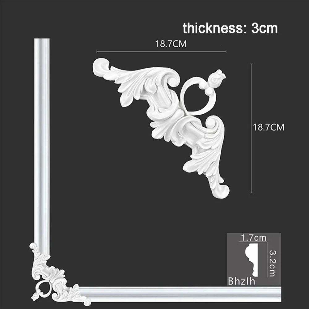 PU Ceiling Molding Kit Wall Molding Trim Corner Frame Wainscoting Panels Interior Wall Decor for Living Room Bedroom Home Decor