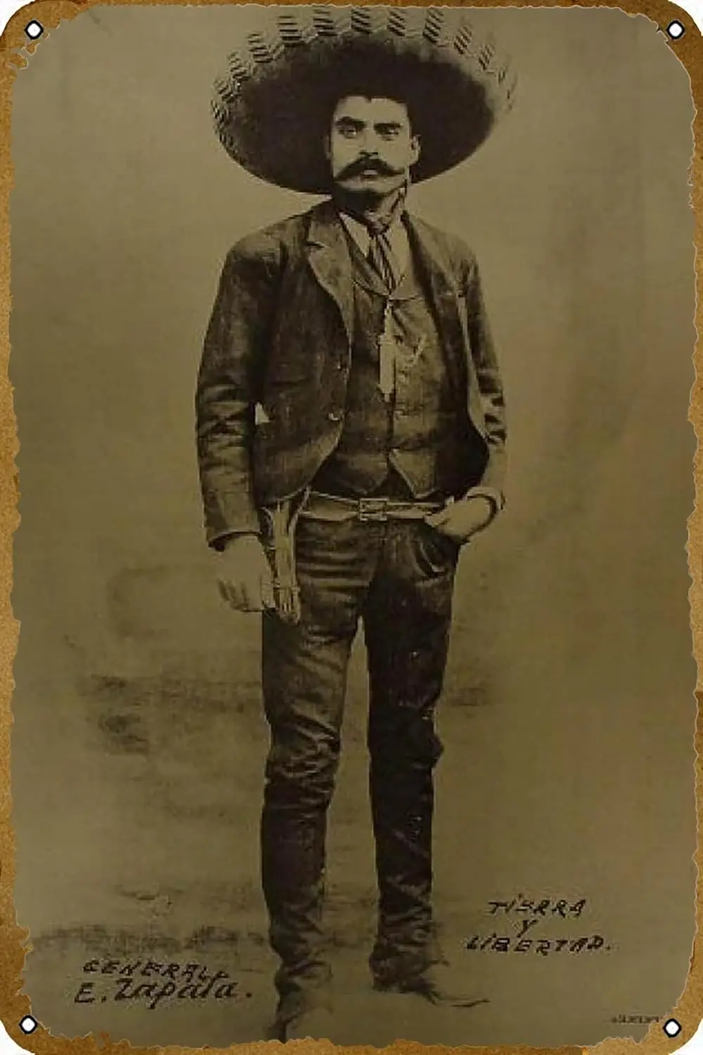 Pôster EMILIANO ZAPATA ZICO-1721 em metal, lata, logotipo retrô, decoração de parede para bar, clube, sala masculina.