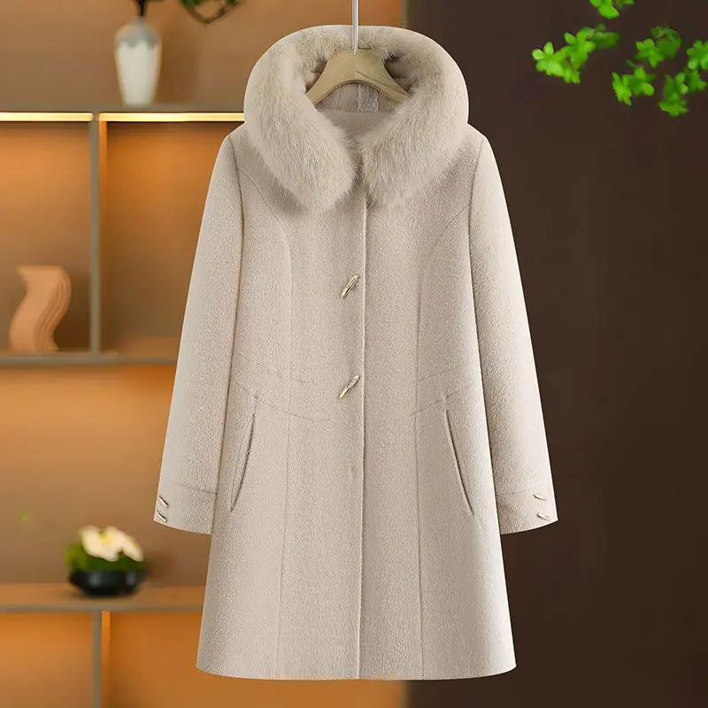

Korean Style Lapel Collar Faux Mink Coat for Women 2026 Winter Mom's New Style Faux Fur Warm Coat Soft Cozy Streetwear TS716