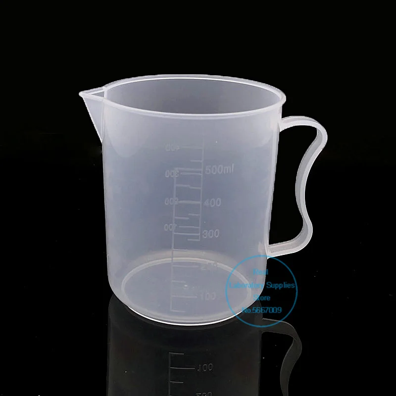 1pcs Lab Transparent Thicken Graduated Lab Plastic Measuring Cup 250ml-5000ml PP Beaker with Handle