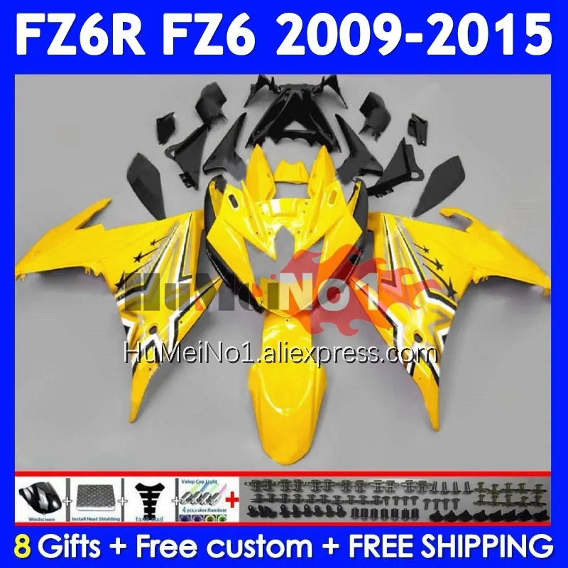 Body For YAMAHA FZ 6R FZ-6R FZ6 FZ6N 372No.9 FZ6R 09 10 11 Stock yellow 12 13 14 15 2009 2010 2011 2012 2013 2014 2015 Fairing