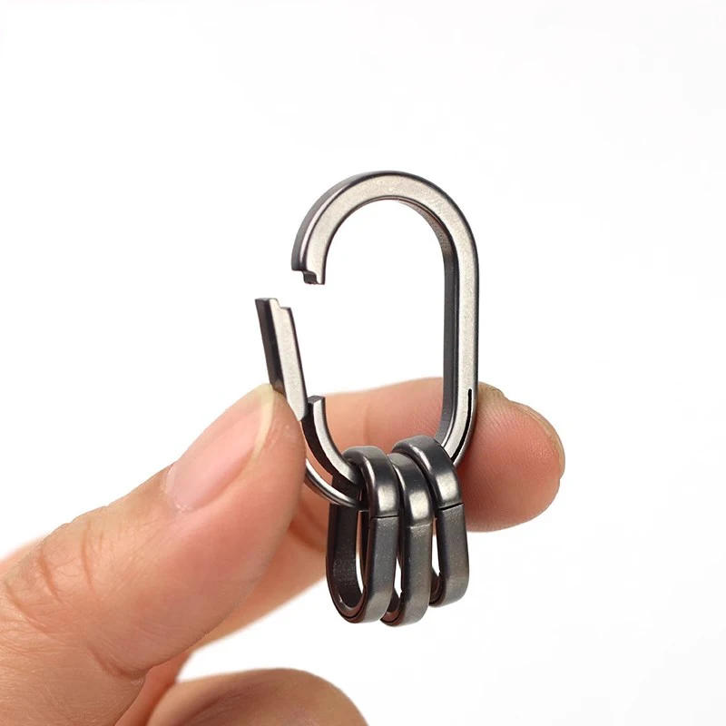 3 Size Titanium Alloy Quickdraw Keychain Men Women Titanium for Car Key Rings Holder Lightweight EDC Carabiner Accessories