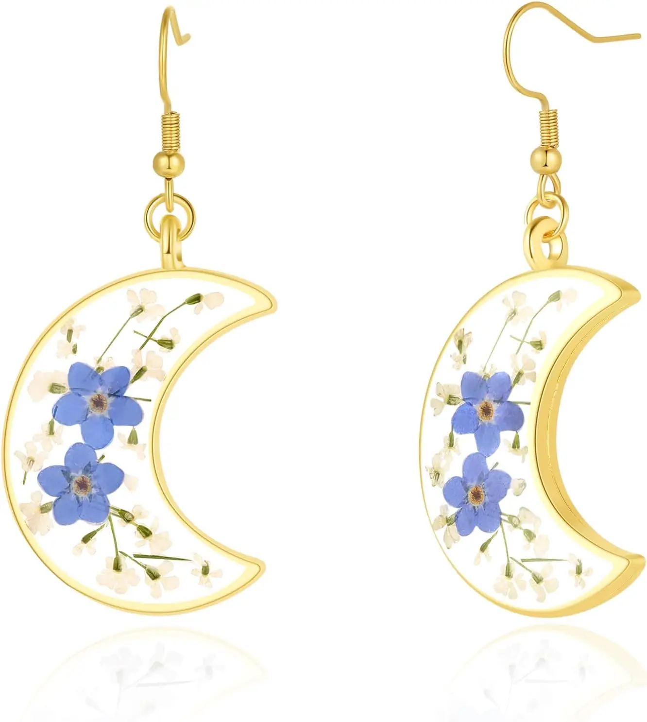 

Серьги Auntesign с прессованными дикими цветами: незабудки и цветы королевы Анны | Серьги с прессованными цветами | Серьги ручной работы: подвески и висячие украшения