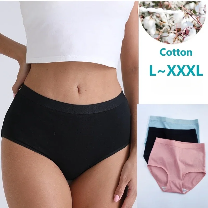 Mid Waist Plus Size XXXL Women Cotton Underwear Big Lace Breathable Briefs Ladies Panties