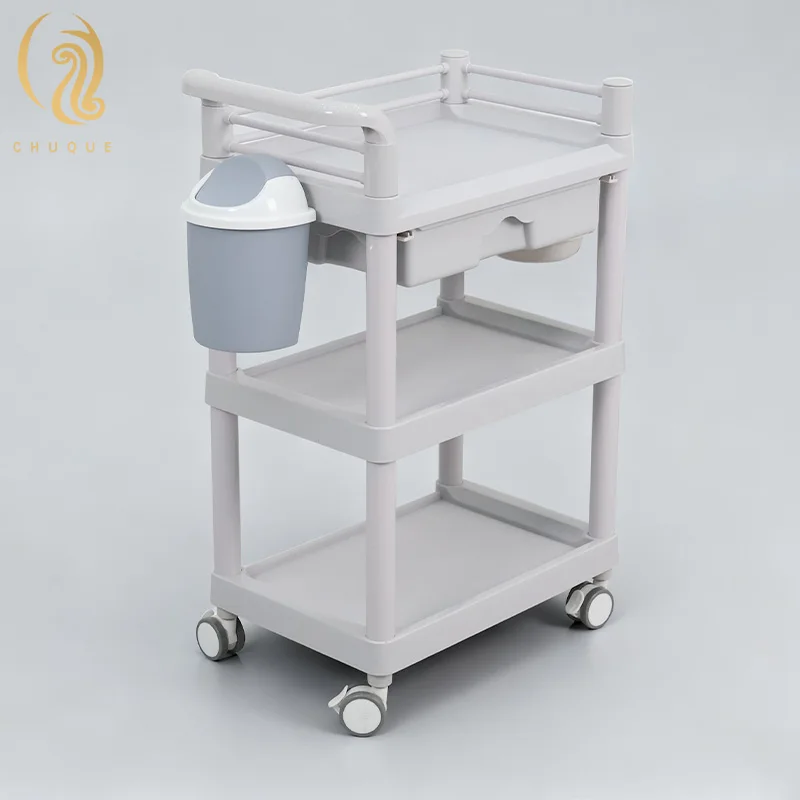 

Chuque Best-selling Modern Foldable Stainless Steel Salon Trolley with 360 Degree Swivel for Hair Beauty Salons