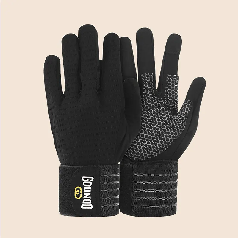 2PC Full-finger Fitness Gloves Sports Breathable Wristbands Wear-resistant Barbell Equipment Weightlifting Iron Sports Gloves