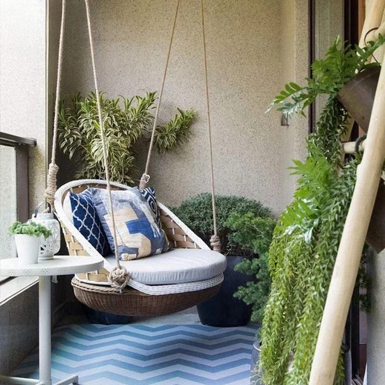 

#h Outdoor garden patio lounge hanging egg chair B&B holiday courtyard creative weave rattan swing chair