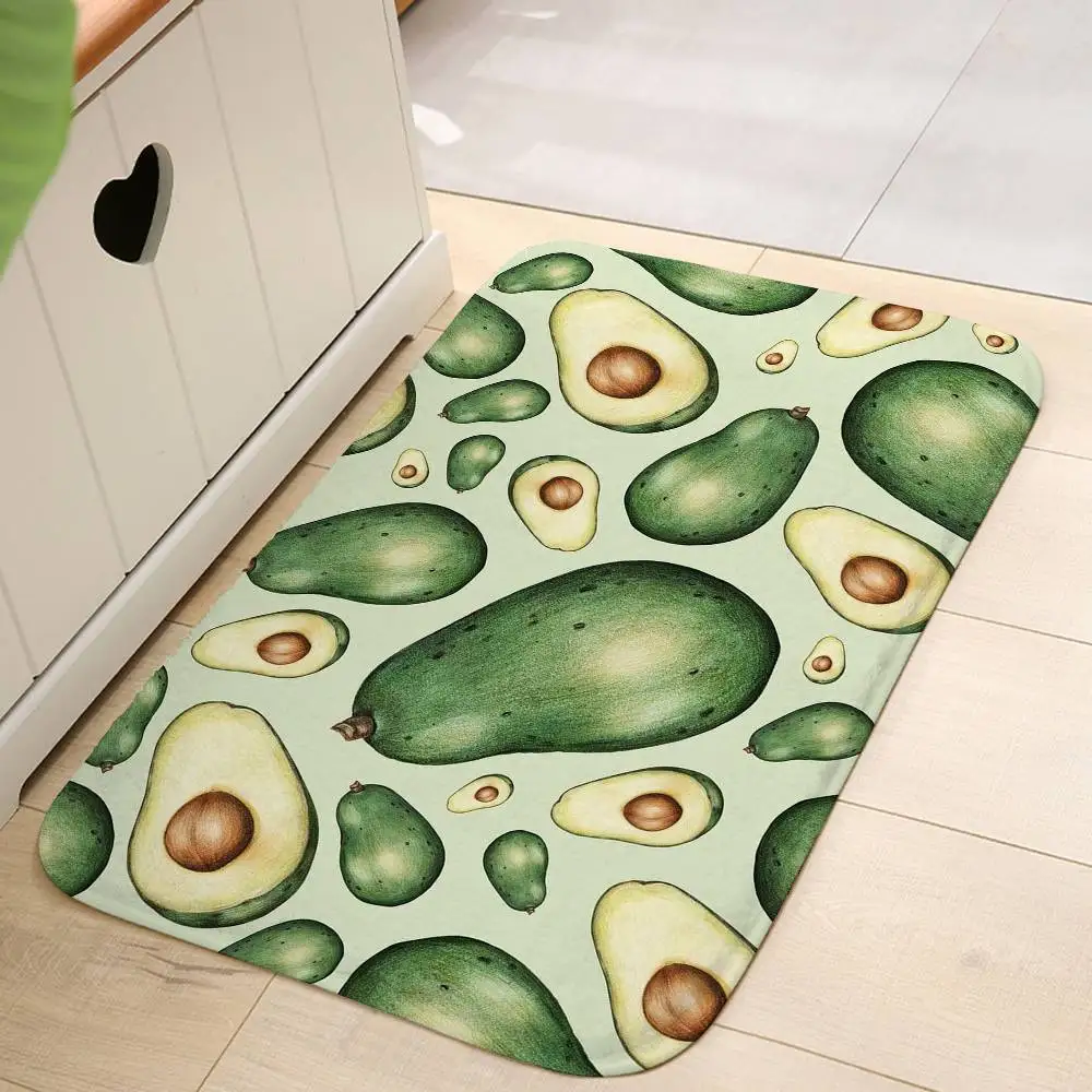 Alfombra absorbente de aguacate para baño, puerta Simple, resistente a la suciedad, para el hogar, cocina, alfombrilla para pies, alfombrilla de entrada