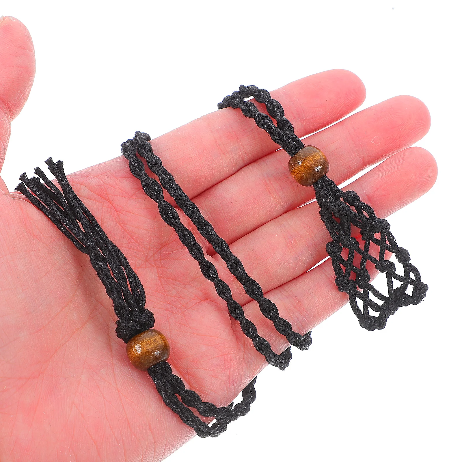

2pcs Crystal Necklace Holder Adjustable Cotton Retro Stone Pouch DIY Jewelry Making Cords Black Empty Pendant