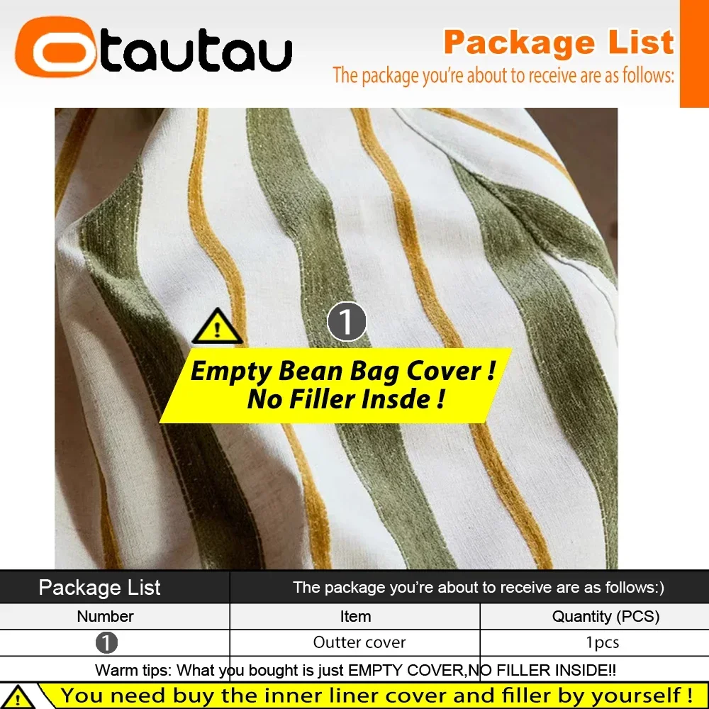 OTAUTAU Quality Cotton Linen Bean Bag Cover DD165【No Filler Inside! You Need To Buy Filler By Yourself !】 view 3