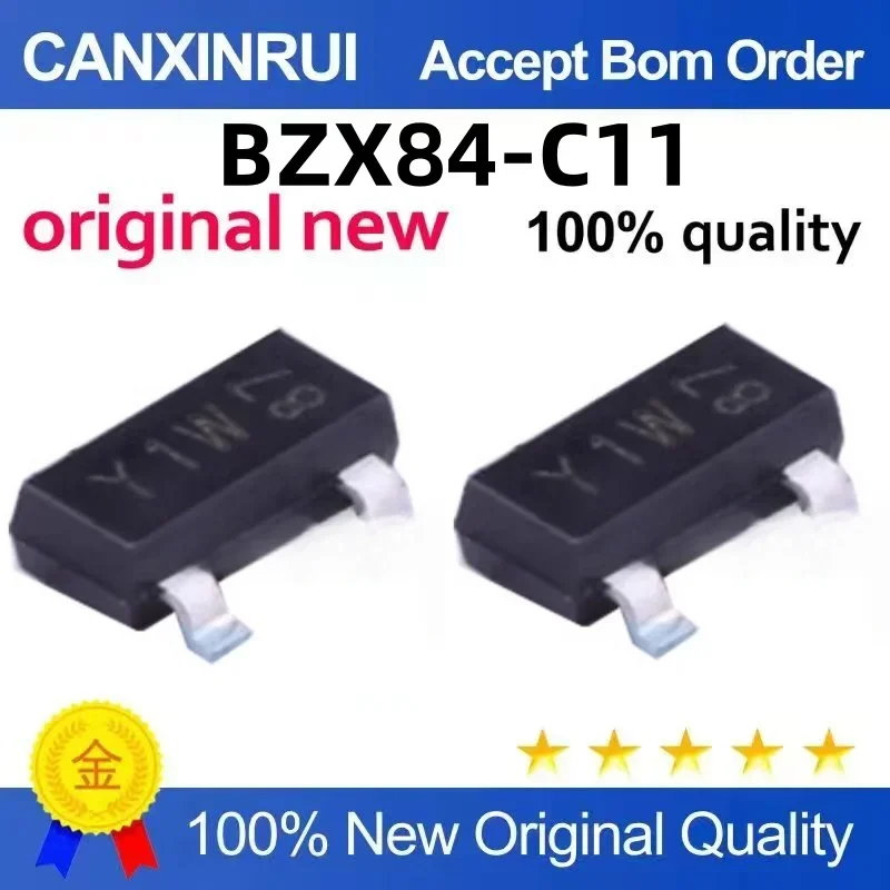 

(5-100 pieces) Brand new BZX84-C11 silk screen Y1W 11V SOT-23 surface mount voltage regulator in stock chip IC