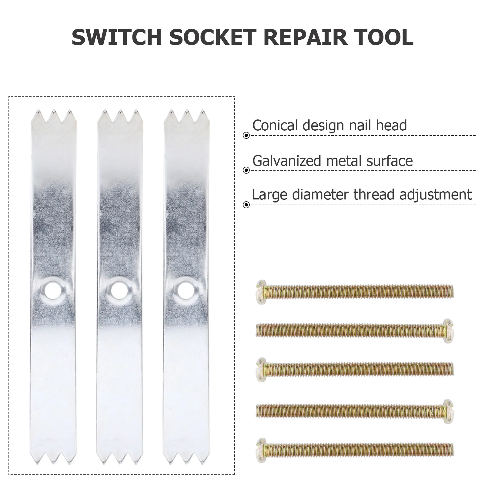 20Pcs 86 Type Socket Repair Cassette Kit Galvanized Iron Screw Hook for Wall Junction Box Tightening Fix Loose Electrical Outlet