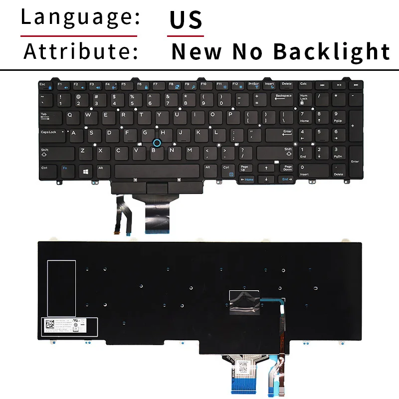 Teclado ruso estadounidense para Dell Latitude E5550, E5570, E5580, E5590, E5591, P53F, Precision M3510, 3520, 7510, 7710, 7720, retroiluminación