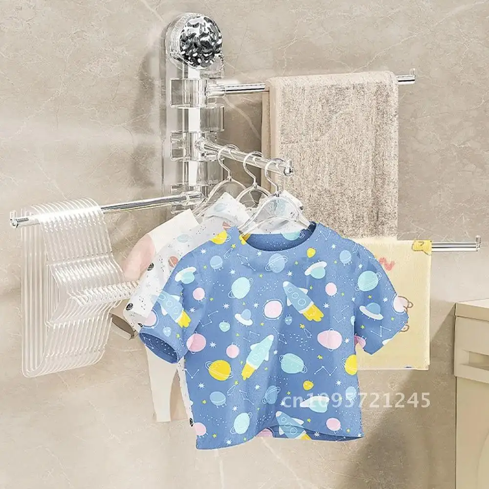2/4-arms Suction Cup Installation Racks Non Punching Space Rotating Traceless Wall Towel Holder Mounted Saving Towel