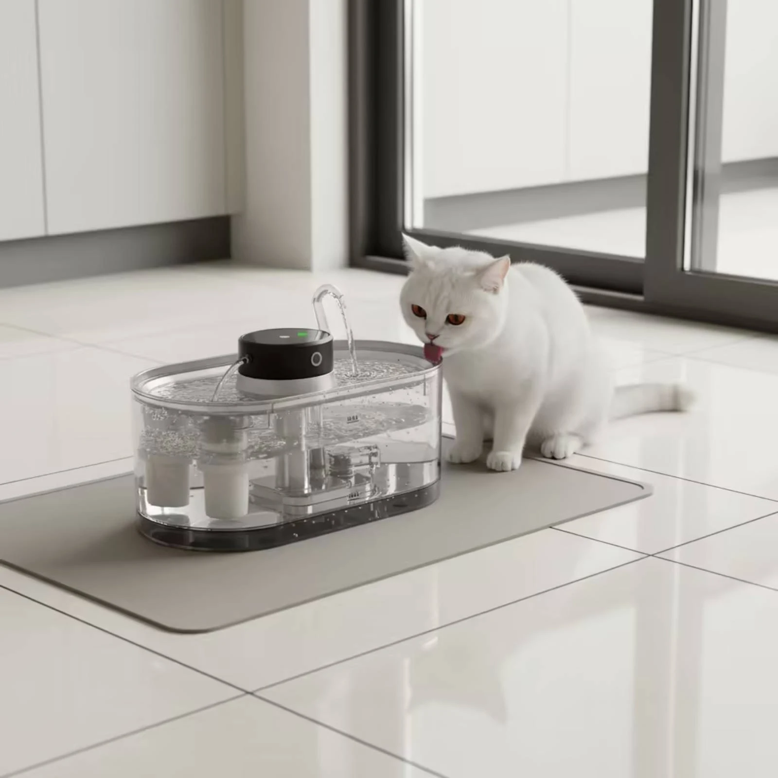 Cat Water Fountain Cordless Automatic Cat Water Fountain Rechargeable Wireless for Cats, Feeding Station, Living Room