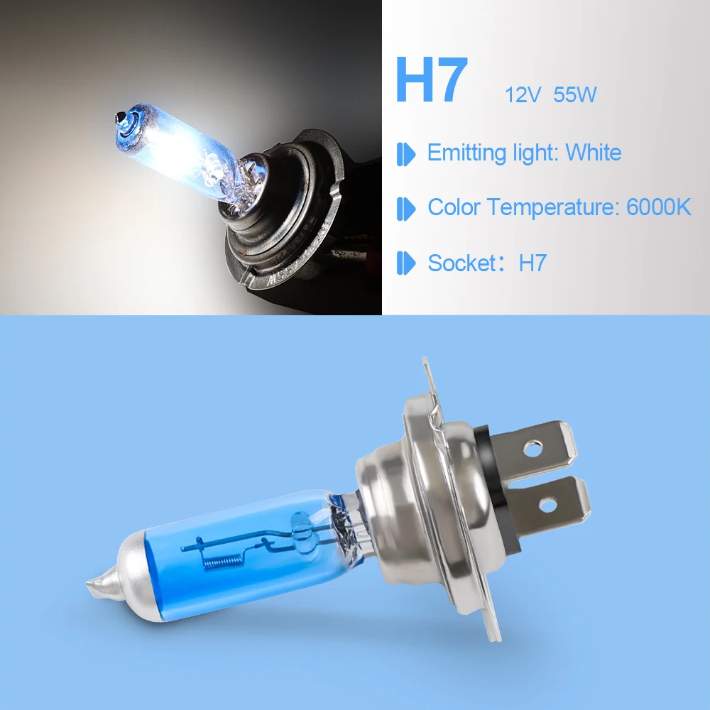 Car Light Headlights 6000K 4300K 2300K Auto Car Headlight Parking light lamp 2PCS 12V H7 H4 50W 100W Super White Halogen Bulb