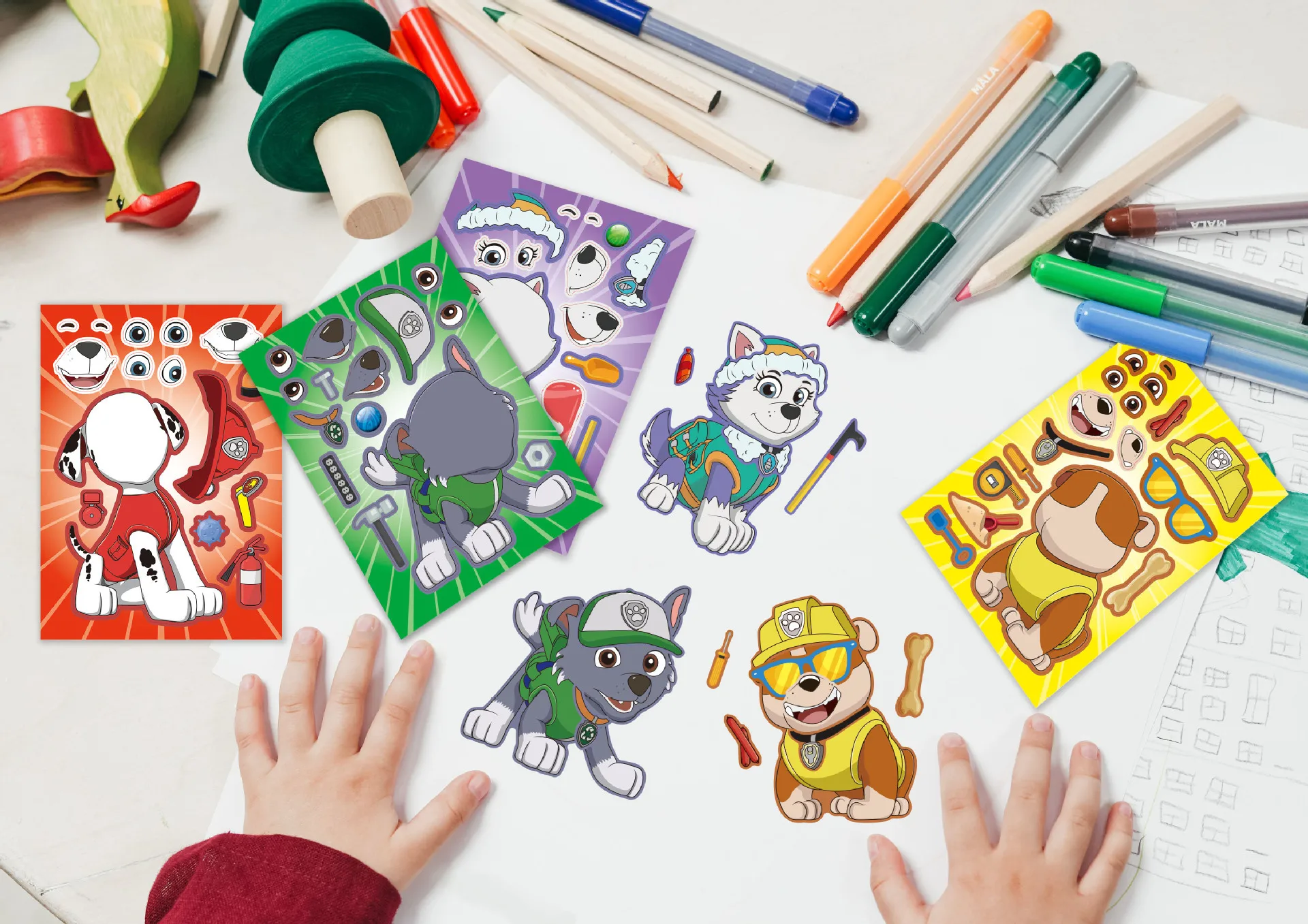 ملصقات باو باترول لتزيين أعياد الميلاد، ألغاز باو باترول ذاتية الصنع، ملصق وجه للأطفال، ألعاب للأولاد، هدايا ذاتية الصنع، مستلزمات الحفلات