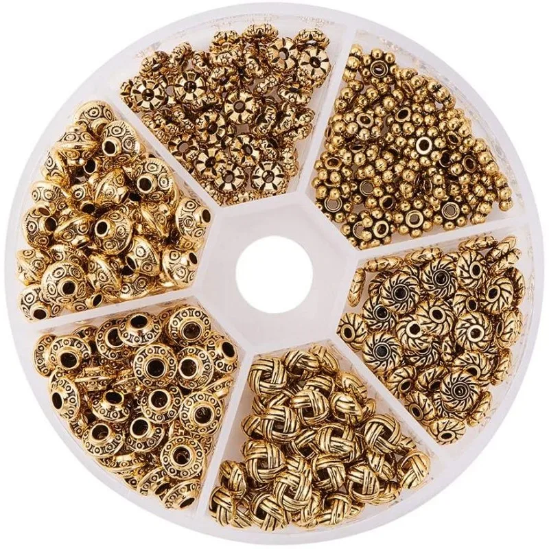 1Box Tibetan Style Spacer Beads Antique Golden 10.3x1.7cm 300pcs/box