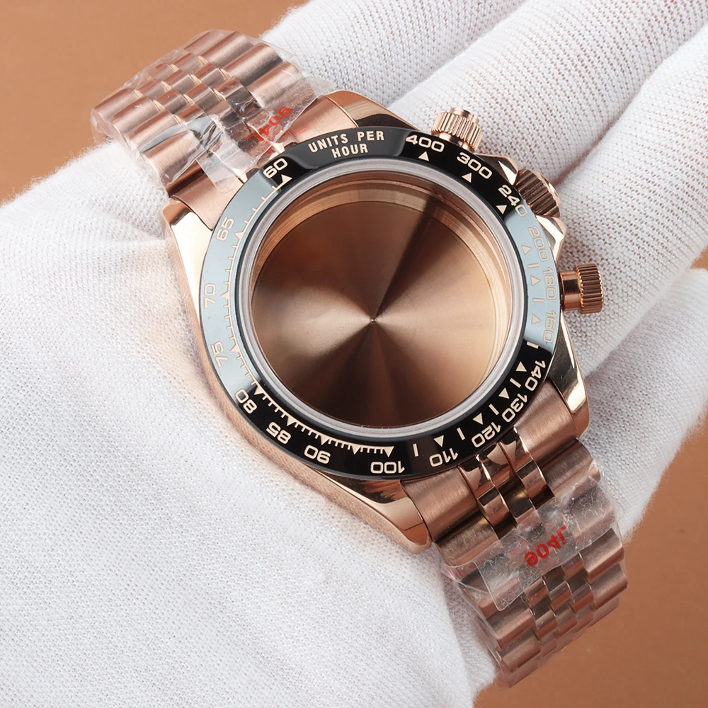 Gold 40mm VK63 Case For Daytona Sapphire Crystal Men‘s Watch Case Stainless Steel Jubilee/Oyster Strap For VK63 VK64 Movement