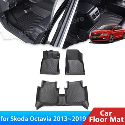 LHD For Skoda Octavia 3 5E A7 MK3 2013~2019 2018 2015 Scout Sedan Accessories Floor Mat Foot Panel Line Carpet Pad Waterproof