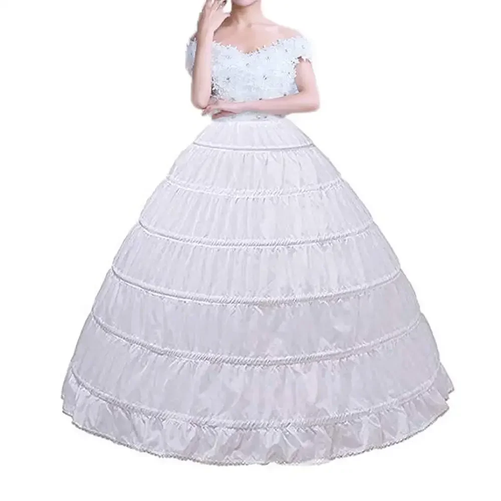 ผู้หญิง Crinoline 6 Hoops กระโปรง Ball Gown Petticoats Slips ความยาวเต็มรูปร่าง Underskirts สําหรับงานแต่งงานชุด