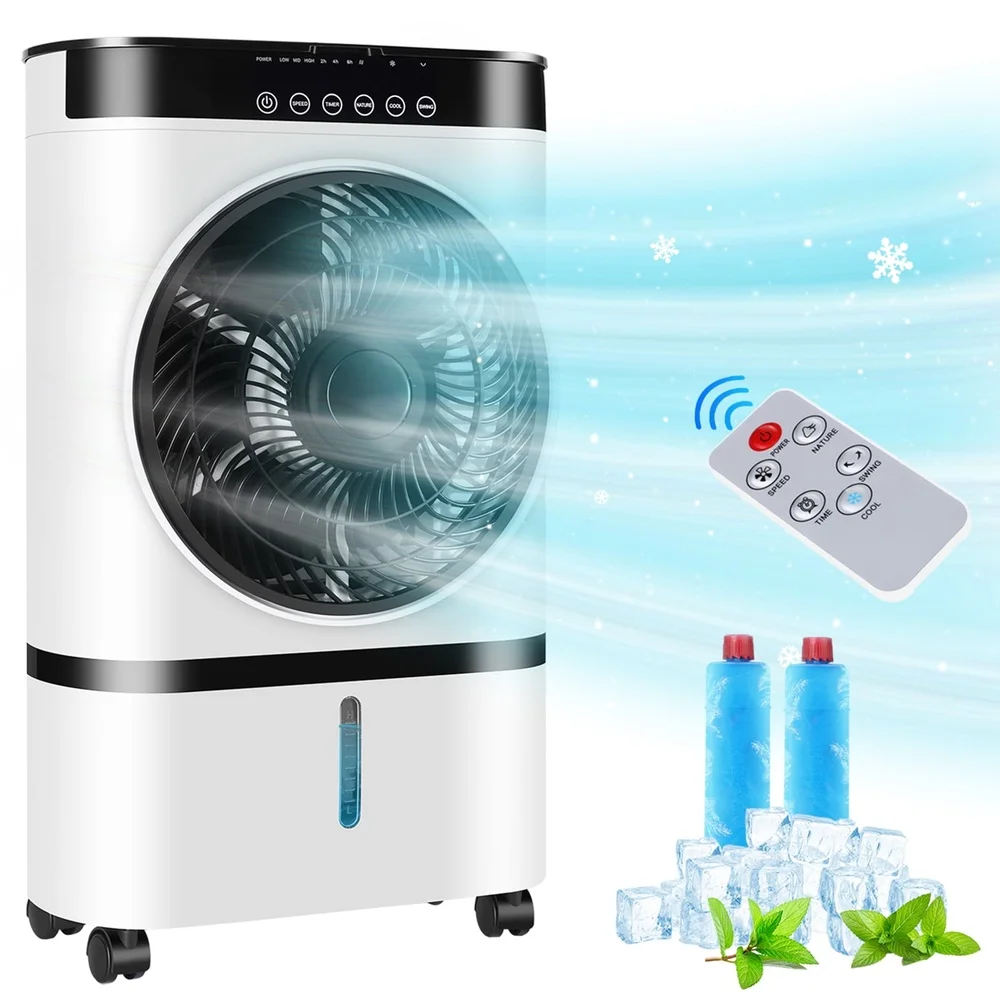 3-in-1 Portable Air Cooler with Remote Control Evaporative Fan Humidifier Quiet Operation Dual Water Tank System Home Office