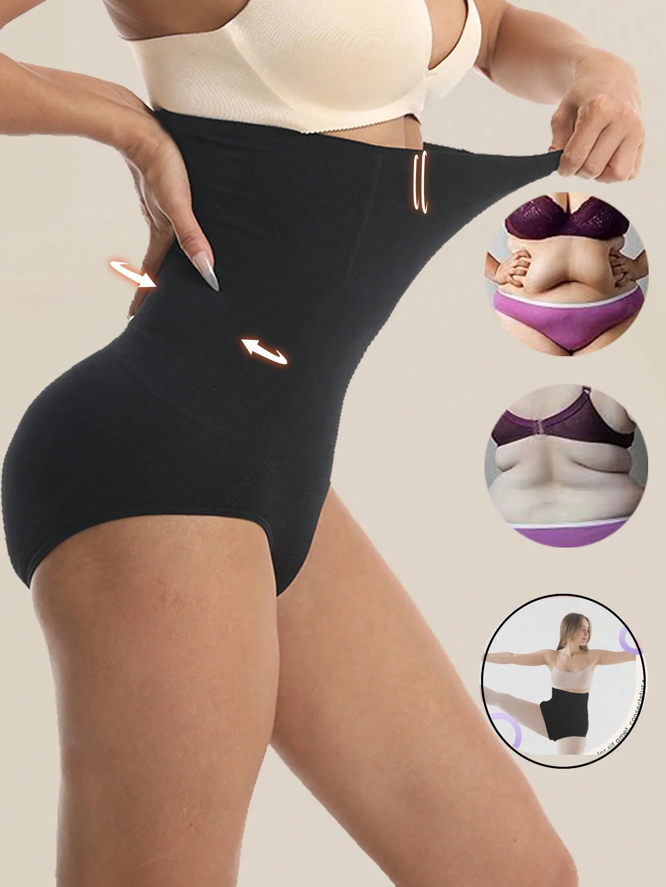 1 Stück Nahtlose High-Waist-Shaping-Höschen, schlankmachende Bauchkontrolle, Taillentrainer, Body Shaper Shorts, Shapewear für Damen – Detail 1