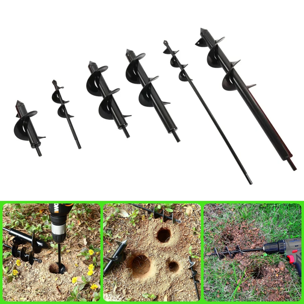 18~45cm Length Digging Spiral Drill Bit 8.2mm Interface Planting Hole Dig Tool Garden Agriculture Orchard Loose Soil Drill Bit