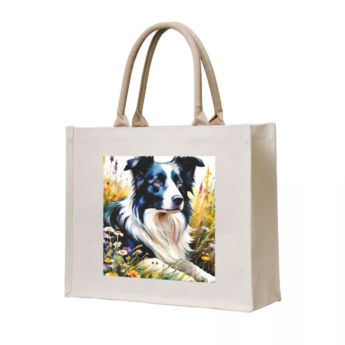 

Watercolor border collie Tote Bag large size bags Shopper bag custom bags canvas bags