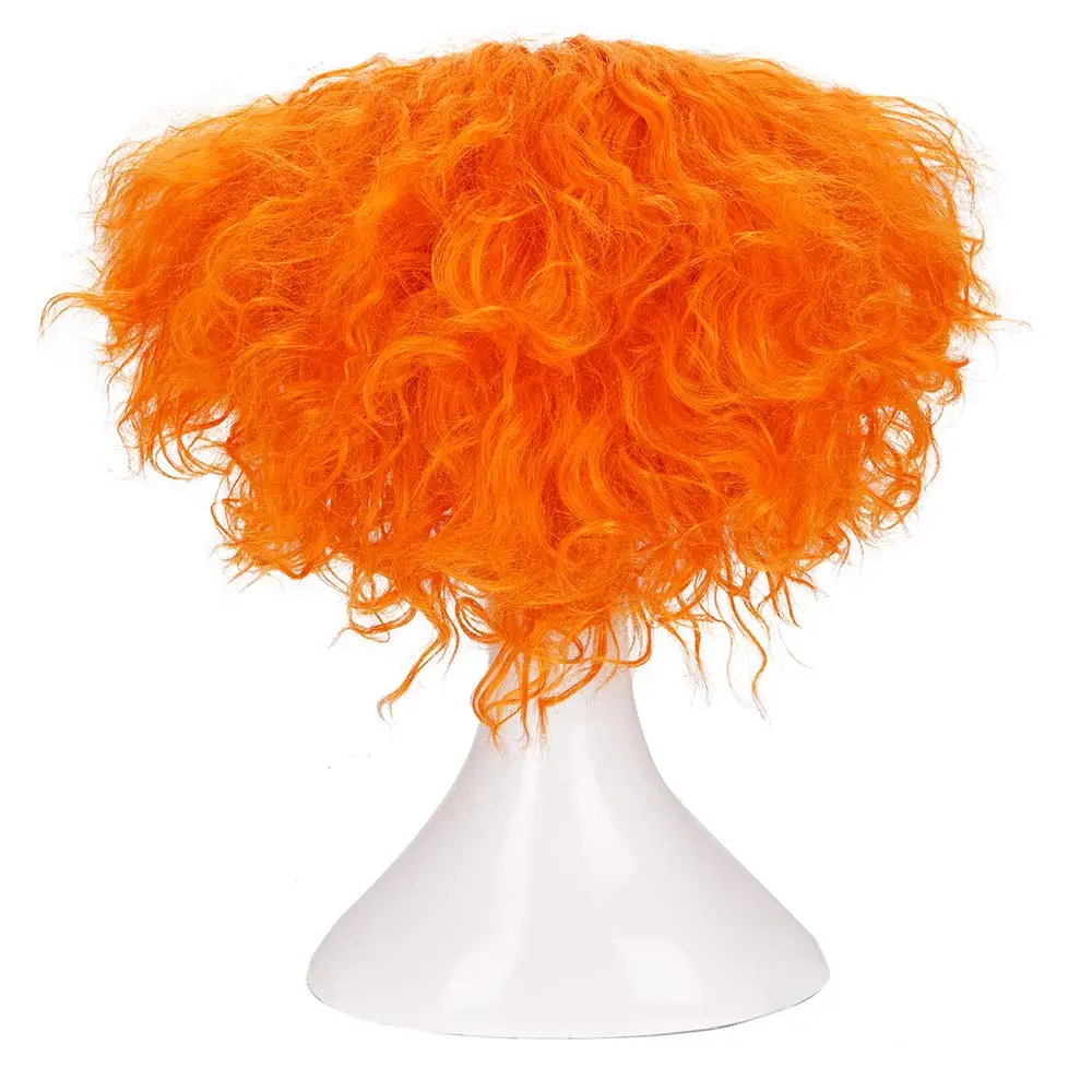 Anime Mad Hatter Cosplay Wigs Alice's Adventures in Wonderland Curly Short Orange Heat Resistant Synthetic Hair Wigs