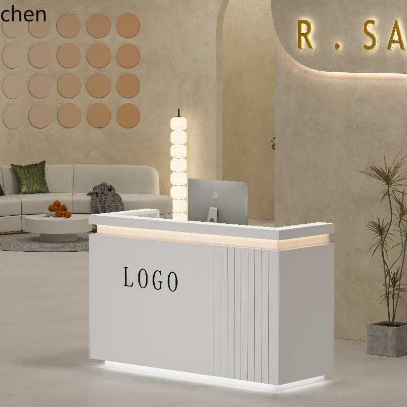 

ZML Reception Front Desk Clothing Store Shopping Guide Desk Store Small Modern Simple Beauty Store