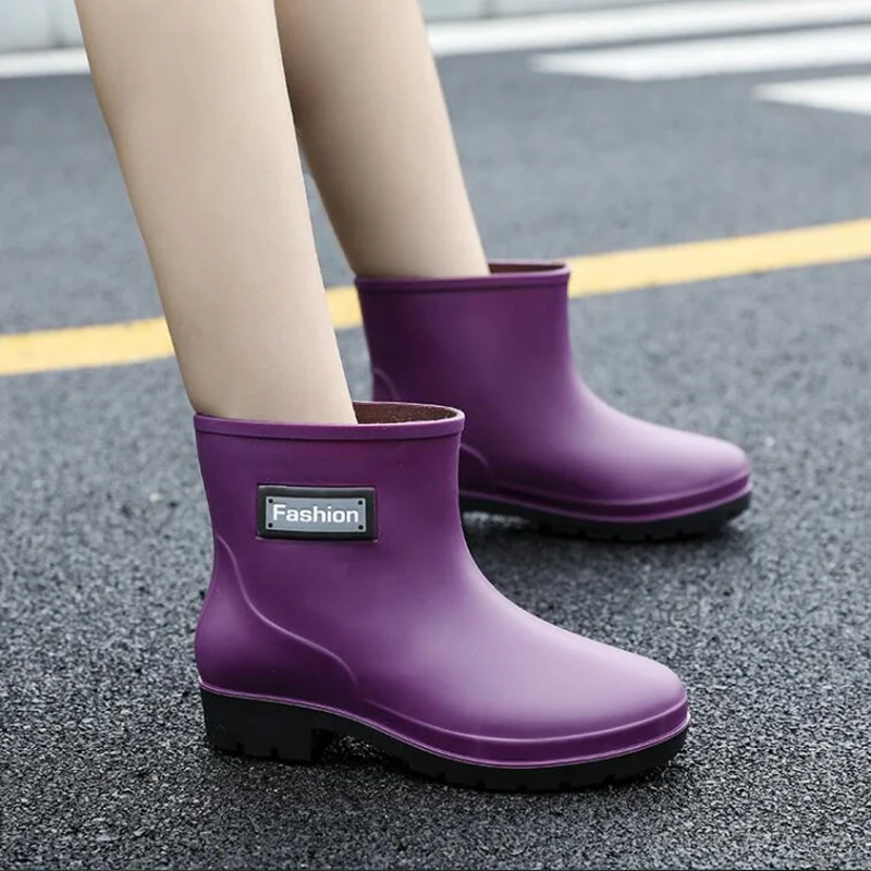 Impermeável PVC Rain Boots para mulheres, Sapatos de borracha, Plataforma casual, Ao ar livre, Moda