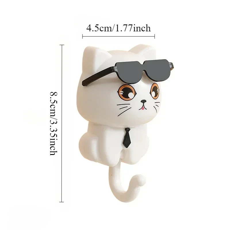 1PC Cartoon Sunglasses Creative Hook No Hole No Trace Strong Adhesive Cat Shaped Wall Hanger for Keys Towels Accessories