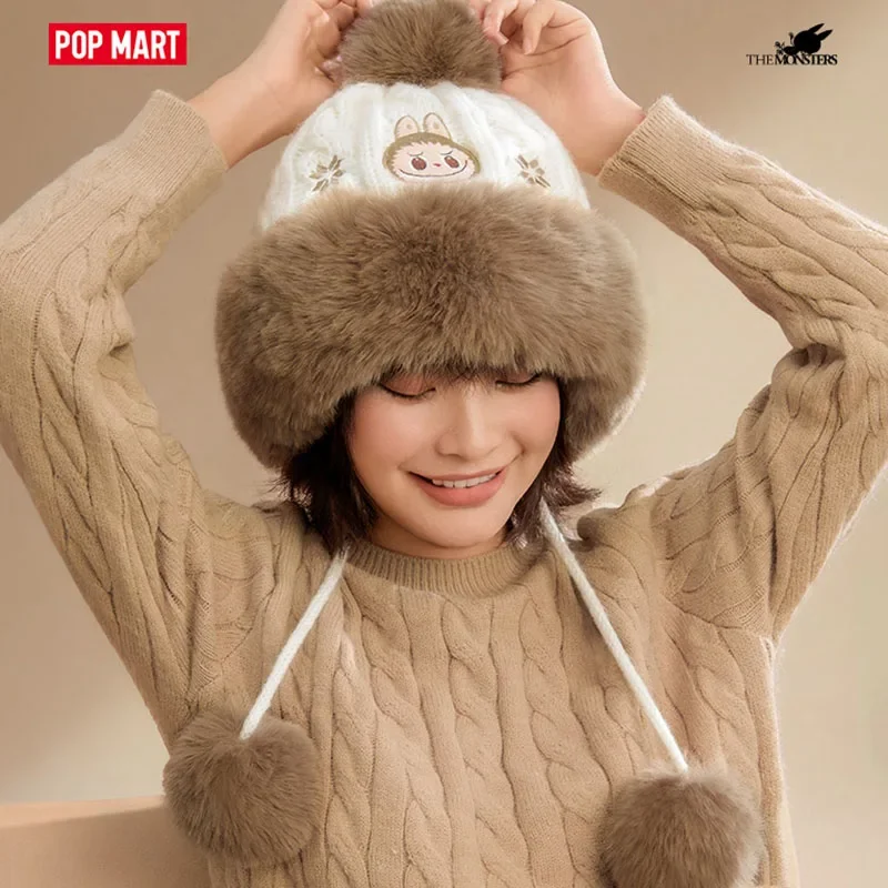 POP MART WARM FLUFFY Series LABUBU Hat 100% Original Cute Action Anime Figure Ornaments Collection Gift