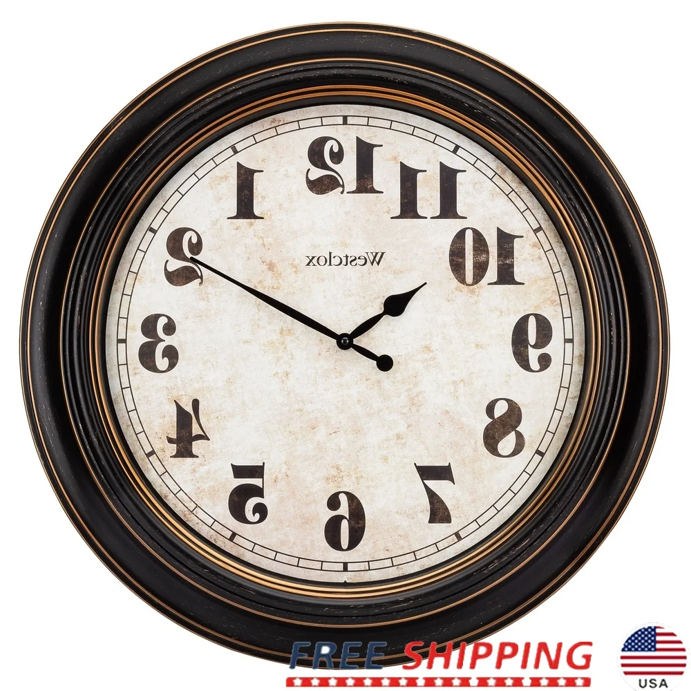 

Large Bronze Traditional Wall Clock Vintage Design Easy to Read Numbers Quartz Movement Classic Home Decor 20 Inch Silent