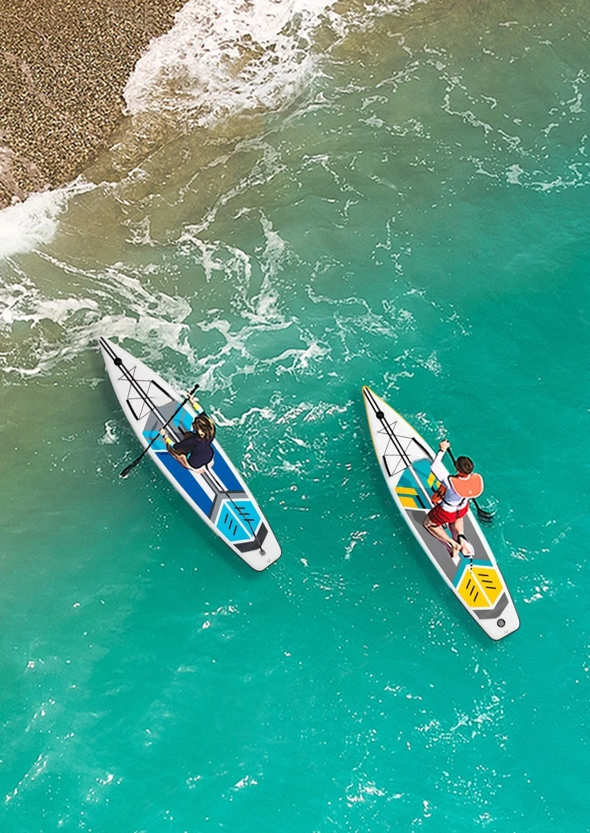 Inflatable SUP Board, Portable Travel 2-Person Family SUP, Multifunctional Water Surfboard for Outdoor Family Water Trips
