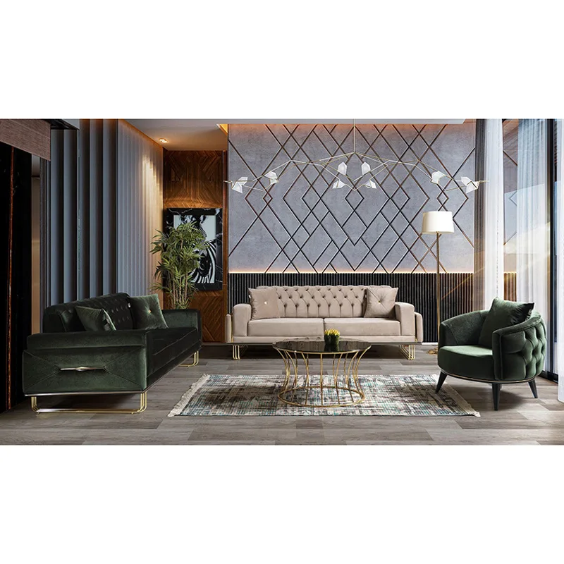 

Premium large villa high-end flannel luxury large sofa