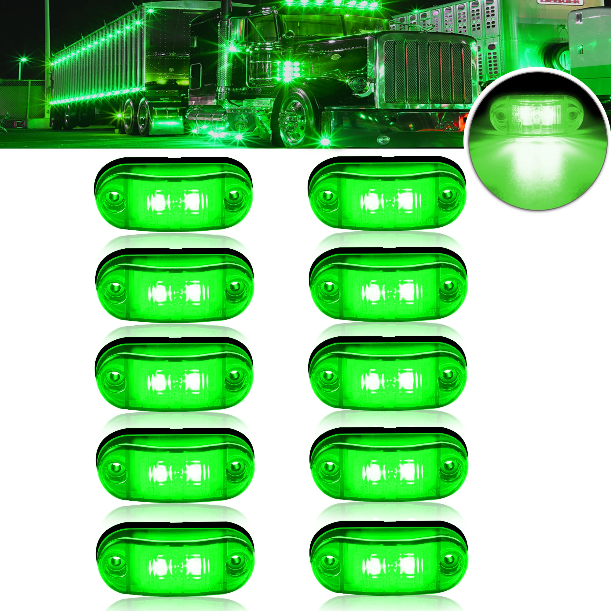 10 Stück 2 Ovale LED Universal-LED-Leuchten Seitenmarkierungsleuchten für Anhänger LKW Wohnwagen Begrenzungsleuchte Aufputzmontage 12V-24V – Detail 20
