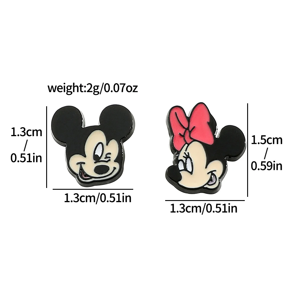 Disney Cartoon Mickey Minnie Mouse Earrings Asymmetric Mickey Ear Studs Earrings for Girls Cute Gifts