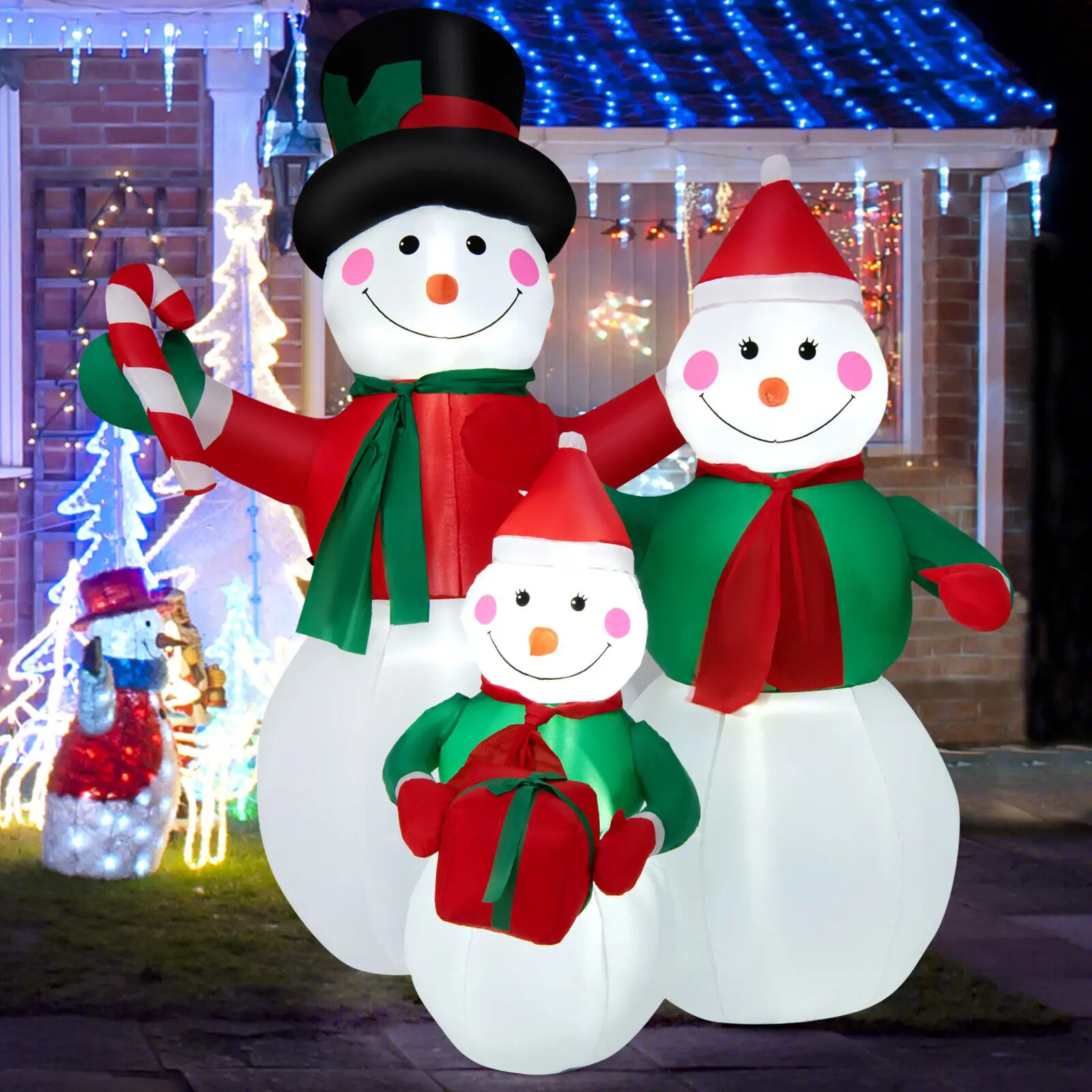 Costway 6.5FT Inflatable Snowman Family Holiday Celebration Inflatable