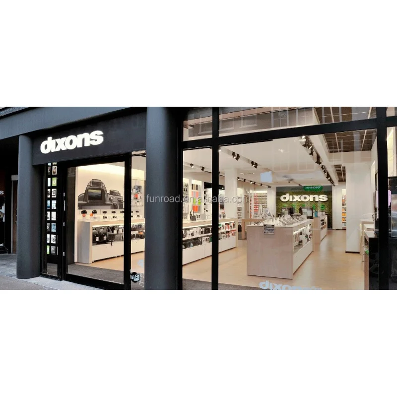 custom.Funroad Mobile Phone Shop Fitting Showroom Cell Store Interior Design Electronic Products Display Wall