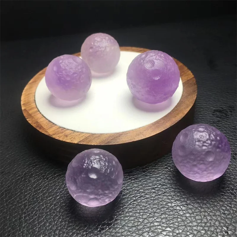 Natural Fluorite Moon Sphere Carving Healing Crystal Gemstone Fashion Jewelry Children DIY Gift 1PCS 24.8MM