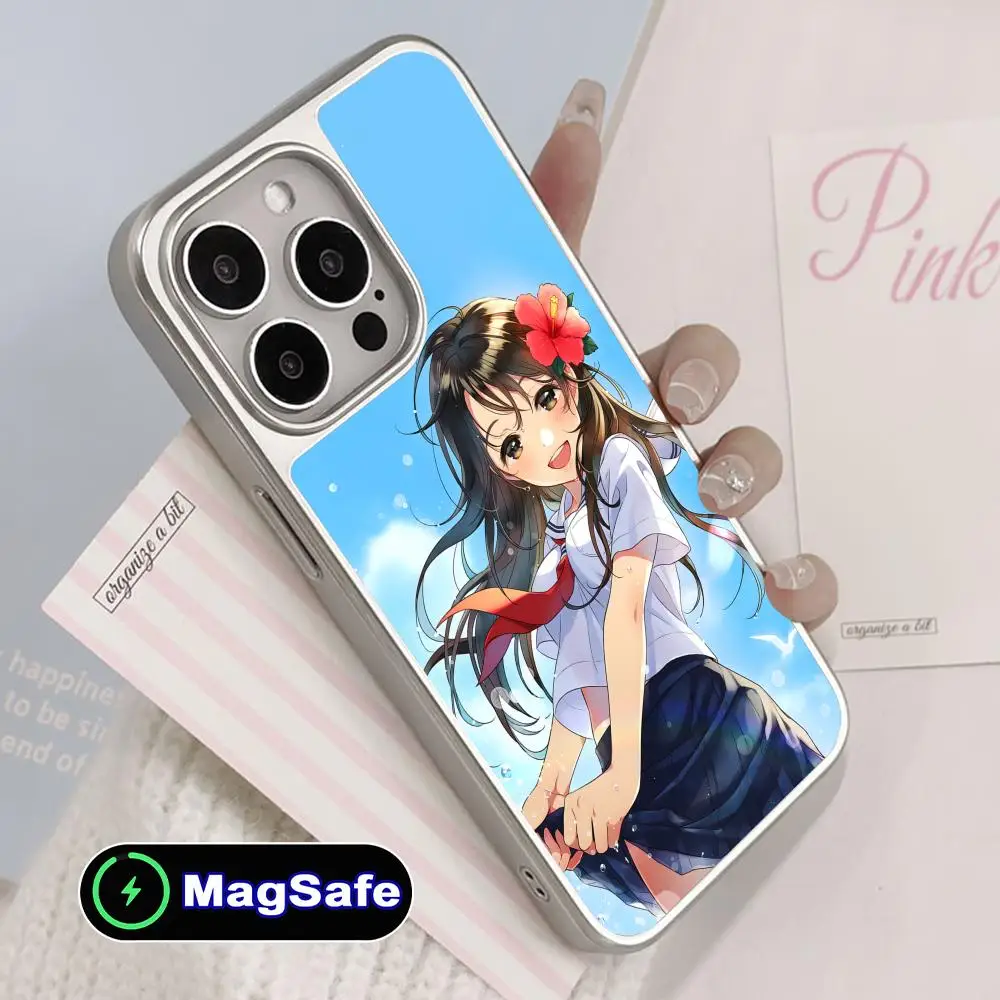 

Чехол для телефона JK School Uniform Girl для iPhone 17 16 15 14 13 12 11 Air Pro Max Plus Magsafe, серебристое покрытие, красочный, красивый