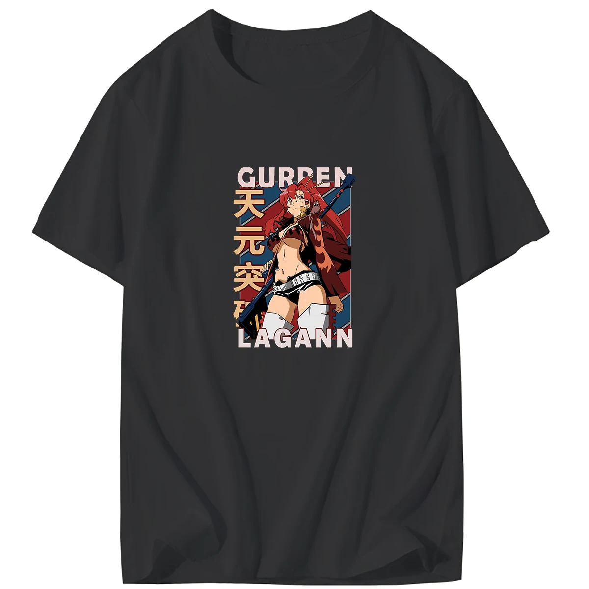 Tengen Toppa Gurren Lagann Graphic Print Men's Crew Neck Short Sleeve Tees, Summer Trendy T-Shirt