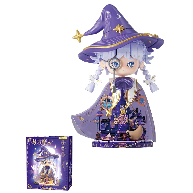 New Animation Cartoon Fairy Tale Town Series Dream Witch Assembly Building Blocks Figures Toys Ornaments Girls Birthday Gifts